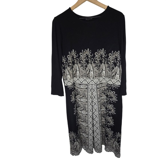 J. Jill Dresses & Skirts - J.‎ Jill Wearever Paisley Knit Dress Women L Tall Black Rayon Lycra Boho Classic